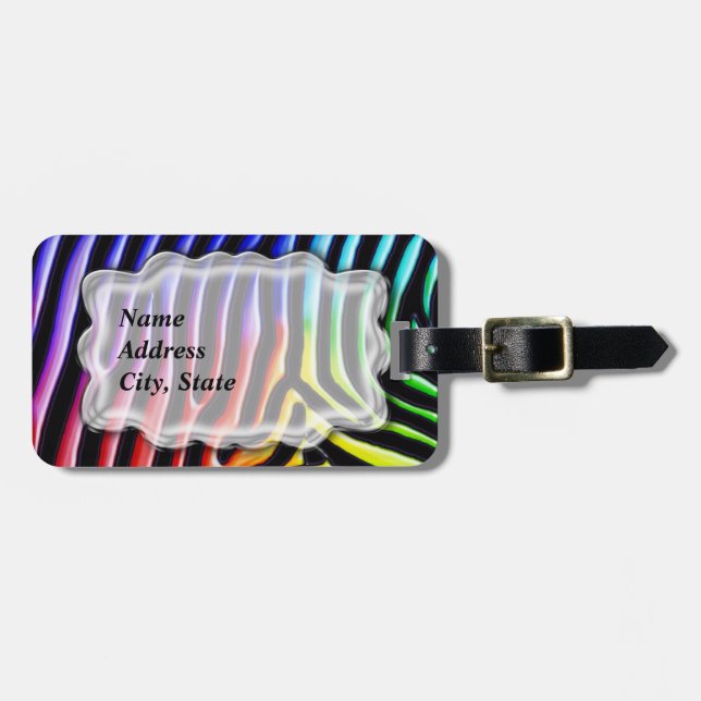 Retro Zebra 1 Bagageetikett Bagagebricka (Horisontell Framsida)