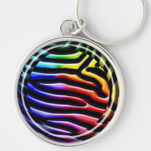 Retro Zebra 1-nyckelkedjan Rund Silverfärgad Nyckelring