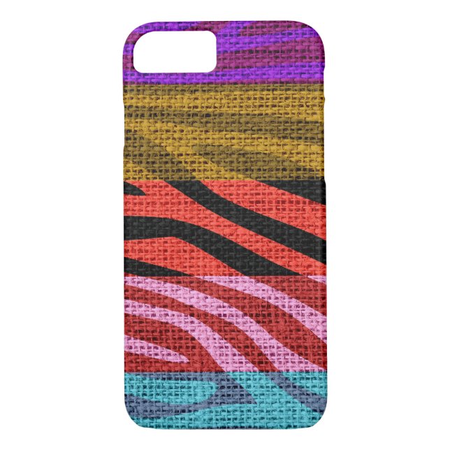 Retro Zebra Skin Skriv ut Mönster Burlap Rustic #1 Case-Mate iPhone Skal (Baksida)