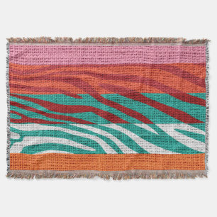 Retro Zebra Skin Skriv ut Mönster Burlap Rustic #6 Filt