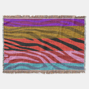 Retro Zebra Skin Skriv ut Mönster Burlap Rustic Mysfilt