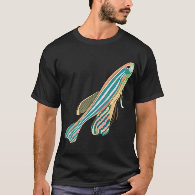 Retro Zebrafish Sebrafisk Glöd T Shirt (Framsida)
