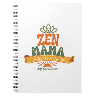 Retro Zen Mama Yoga Lotus Personalized Art Noteboo Anteckningsbok
