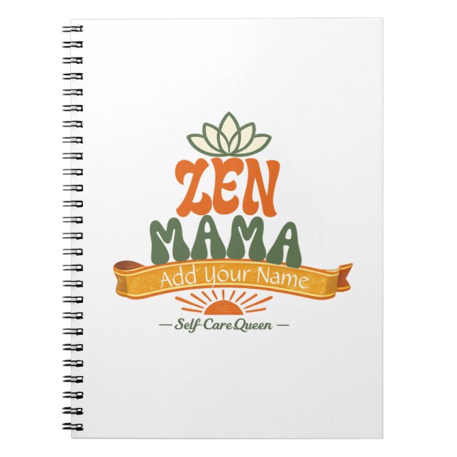 Retro Zen Mama Yoga Lotus Personalized Art Noteboo Anteckningsbok (Framsidan)