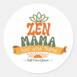 Retro Zen Mama Yoga Lotus Personalized Art Sticker Runt Klistermärke