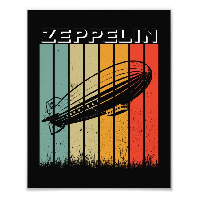 Retro Zeppelin Dirisible Airship Zepelin Zepplin Fototryck (Framsidan)