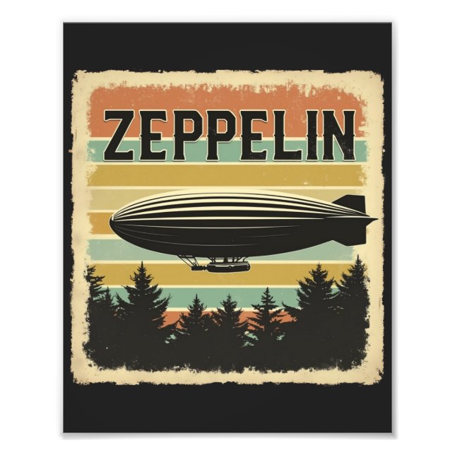 Retro Zeppelin Dirisible Airship Zepelin Zepplin Fototryck (Framsidan)