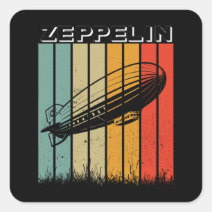 Retro Zeppelin Dirisible Airship Zepelin Zepplin Fyrkantigt Klistermärke