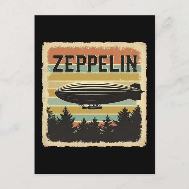 Retro Zeppelin Dirisible Airship Zepelin Zepplin Helg Vykort (Framsida)