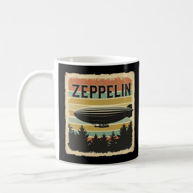 Retro Zeppelin Dirisible Airship Zepelin Zepplin Kaffemugg (Vänster)