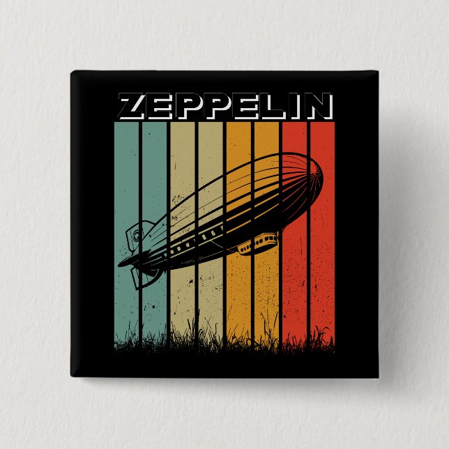 Retro Zeppelin Dirisible Airship Zepelin Zepplin Knapp (Framsida)