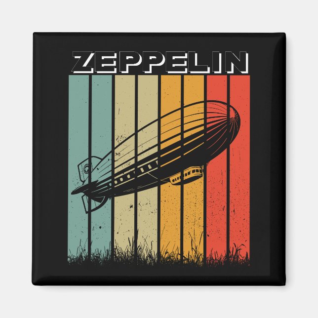 Retro Zeppelin Dirisible Airship Zepelin Zepplin Magnet (Framsidan)