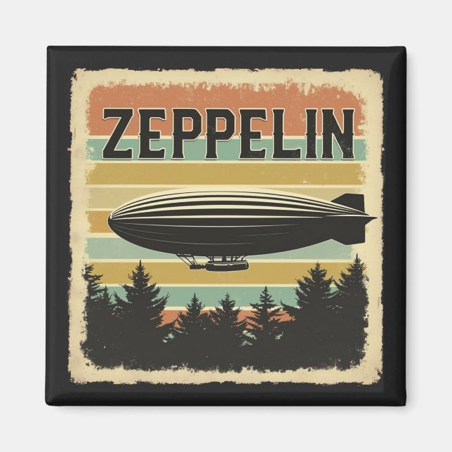 Retro Zeppelin Dirisible Airship Zepelin Zepplin Magnet (Framsidan)