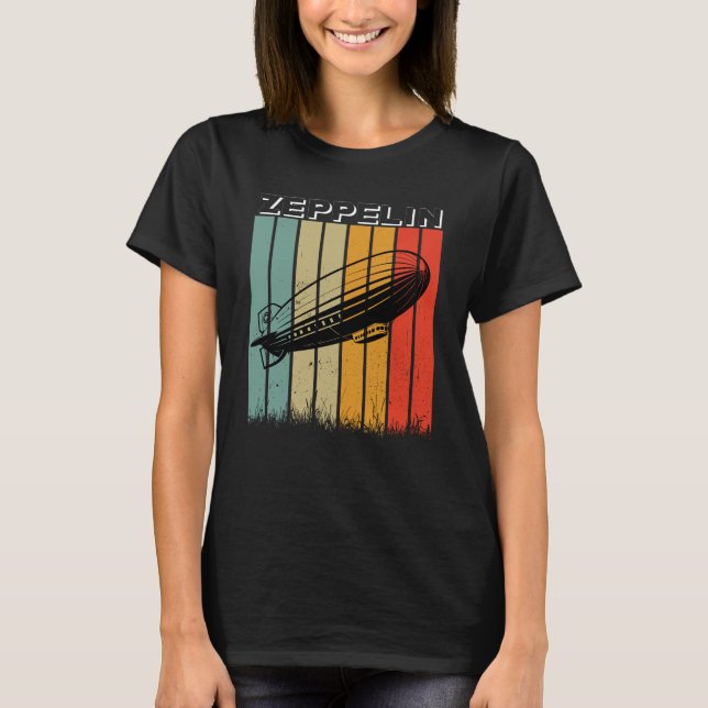 Retro Zeppelin Dirisible Airship Zepelin Zepplin T Shirt (Framsida)