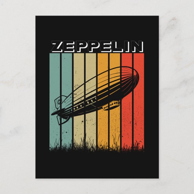 Retro Zeppelin Dirisible Airship Zepelin Zepplin Vykort (Framsida)