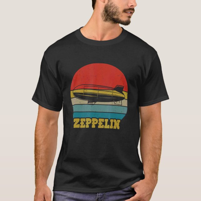 Retro Zeppelin Dirisible Blimp Airship 70s 3 T Shirt (Framsida)