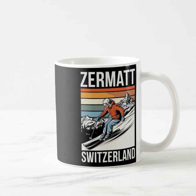 Retro Zermatt Schweiz Skidort  Kaffemugg (Höger)