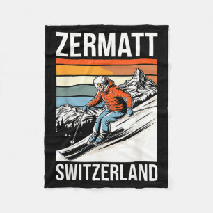 Retro Zermatt Schweiz skidort kul alpint Fleecefilt