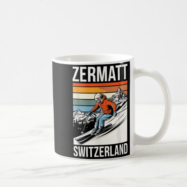 Retro Zermatt Schweiz skidort kul alpint Kaffemugg (Höger)