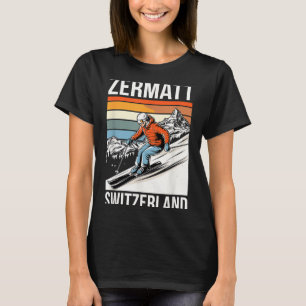 Retro Zermatt Schweiz skidort kul alpint T Shirt