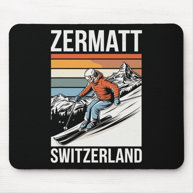 Retro Zermatt Schweiz Skidort  Musmatta (Framsidan)