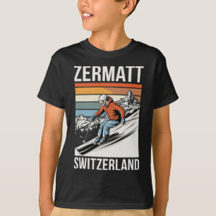 Retro Zermatt Schweiz Skidort T Shirt