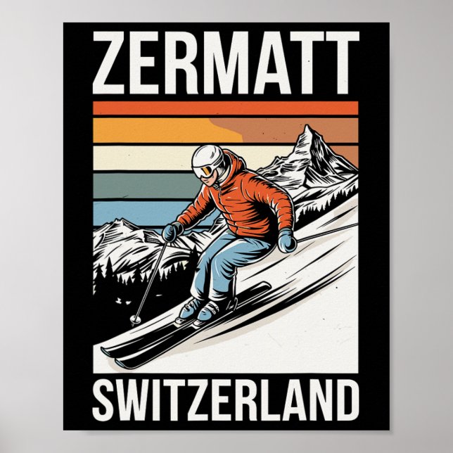 Retro Zermatt Switzerland Ski Resort  Poster (Framsidan)