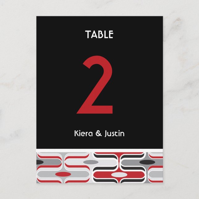 Retro Zig Zag Mönster Modern Art Deco Bröllop Tabl Vykort (Framsida)