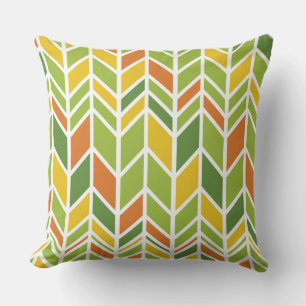 Retro Zig-Zag Orange & Grönt Chevron Kudde