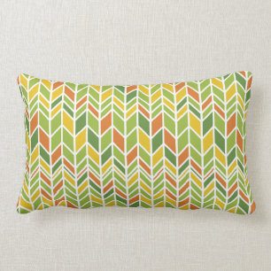 Retro Zig-Zag Orange & Grönt Chevron Lumbarkudde