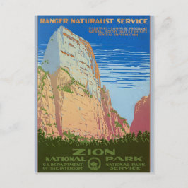Retro Zion National Park Service Resemålningaffisc Vykort