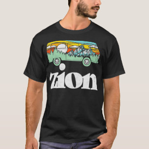 Retro Zion nationalpark Hippie Van Mountains Gra T Shirt