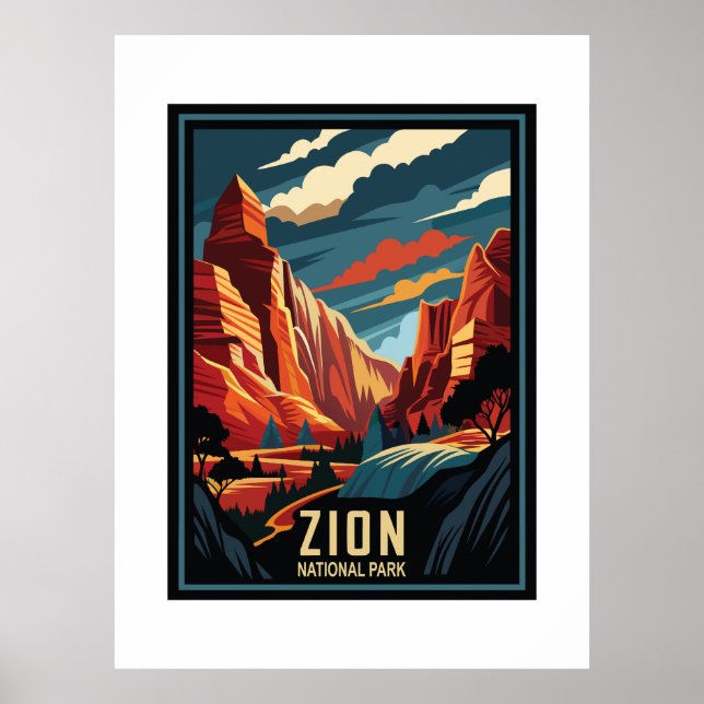 Retro Zion nationalpark Poster (Framsidan)