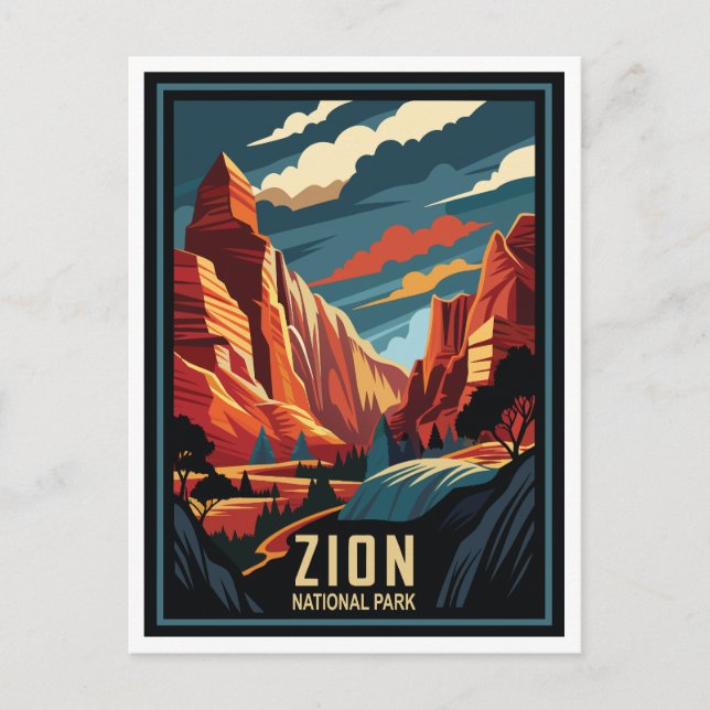 Retro Zion nationalpark Vykort (Framsida)