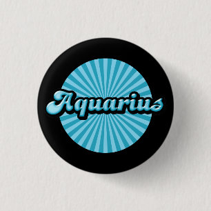 Retro Zodiac Aquarius Button Knapp