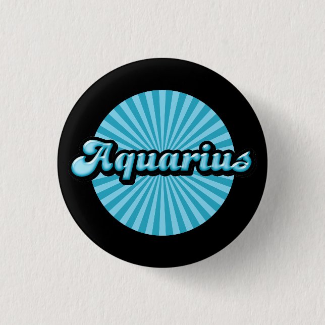 Retro Zodiac Aquarius Button Knapp (Framsida)