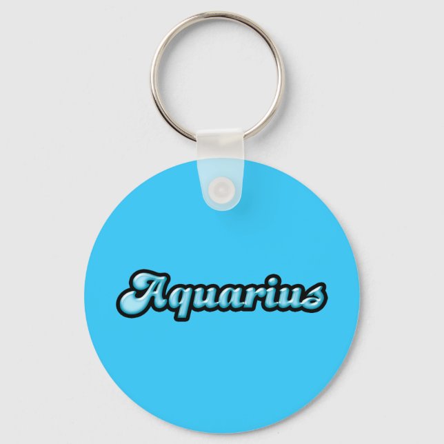 Retro Zodiac Aquarius Nyckelring (Framsida)