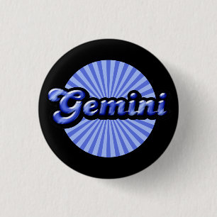 Retro Zodiac Gemini Pinback Button Knapp