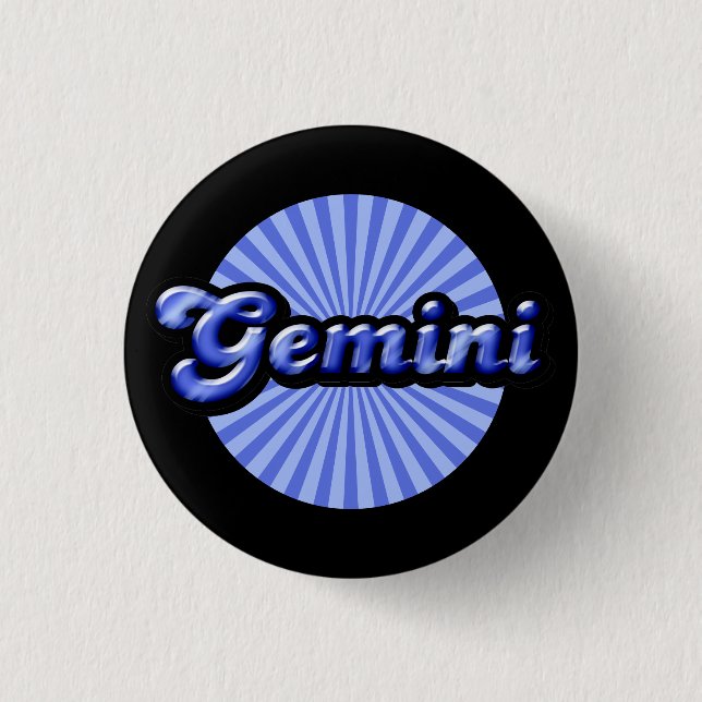 Retro Zodiac Gemini Pinback Button Knapp (Framsida)