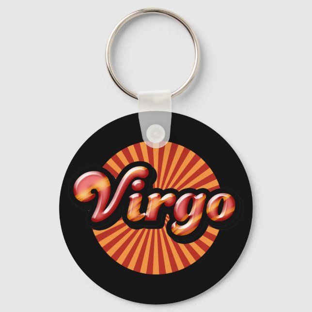 Retro Zodiac Jungfrun Nyckelring (Framsida)