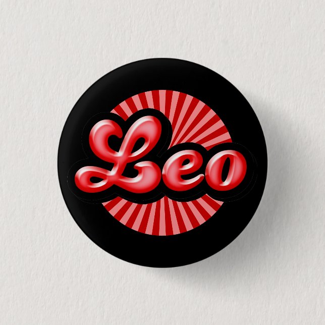 Retro Zodiac Lejon Pinback-knapp Knapp (Framsida)