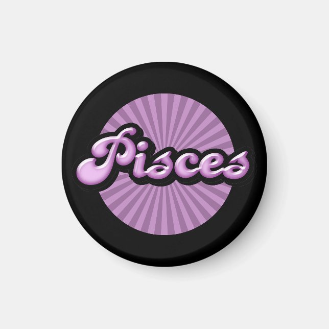 Retro Zodiac Pisces Magnet (Framsidan)