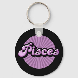Retro Zodiac Pisces Nyckelring