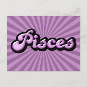 Retro Zodiac Pisces Vykort