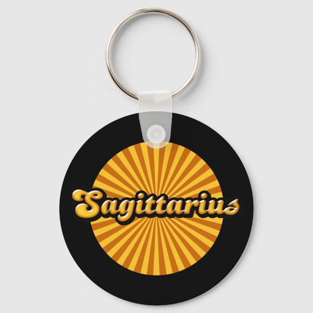 Retro Zodiac Sagittarius Nyckelring (Framsida)