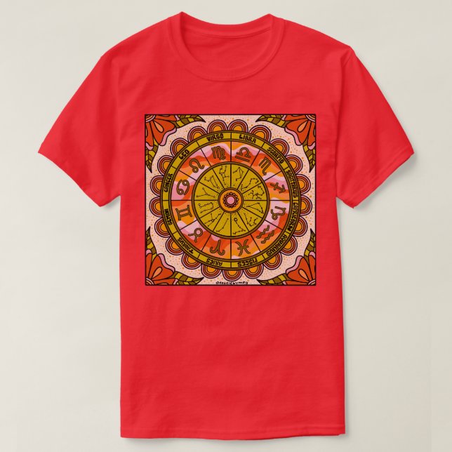 Retro Zodiac Wheel T Shirt (Design framsida)