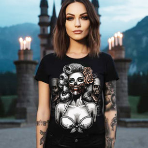 Retro Zombie Horror Girl T Shirt