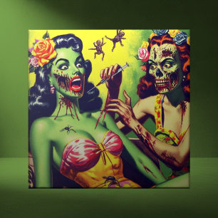 Retro Zombie Pin-up Kakelplatta