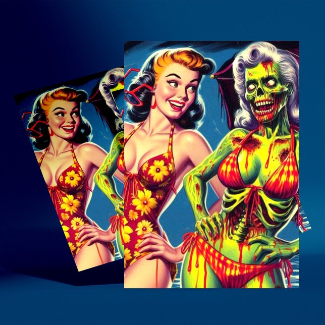 Retro Zombie Pin-up Vykort (Skapare uppladdad)