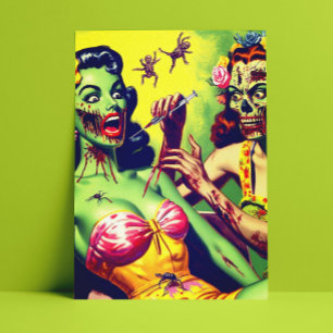 Retro Zombie Pin-up Vykort